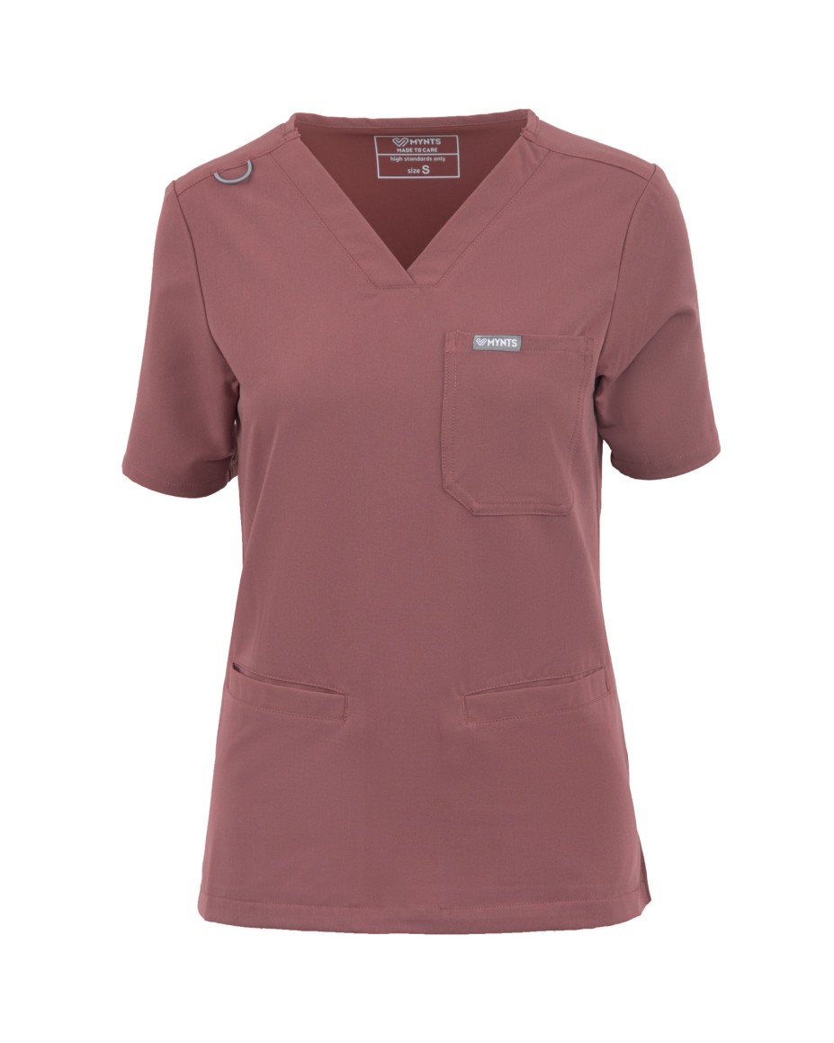V-Neck Two Pockets – Scrub Top Women WMT002 Terra Rose - MYNTS