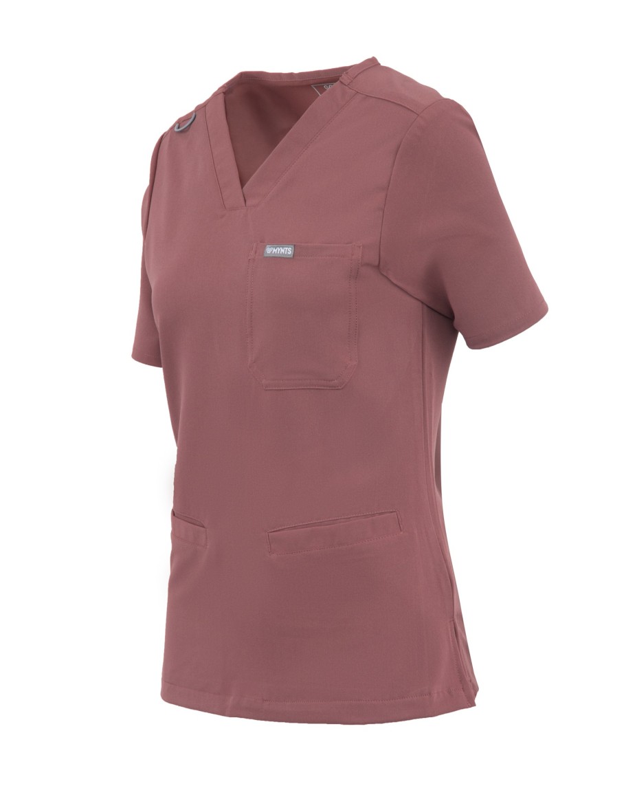 V-Neck Two Pockets – Scrub Top Women WMT002 Terra Rose - MYNTS