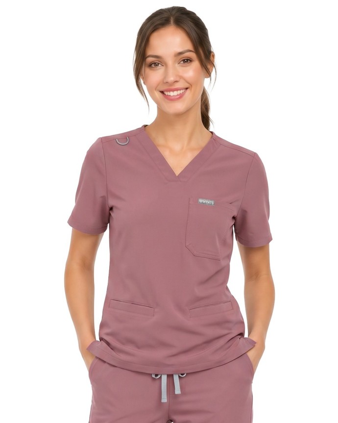 V-Neck Two Pockets – Scrub Top Women WMT002 Terra Rose - MYNTS