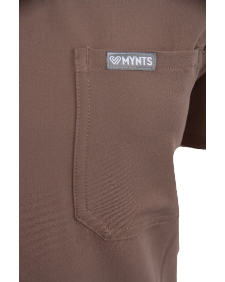 V-Neck Two Pockets – Scrub Top Women WMT002 Sahara Mokka - MYNTS