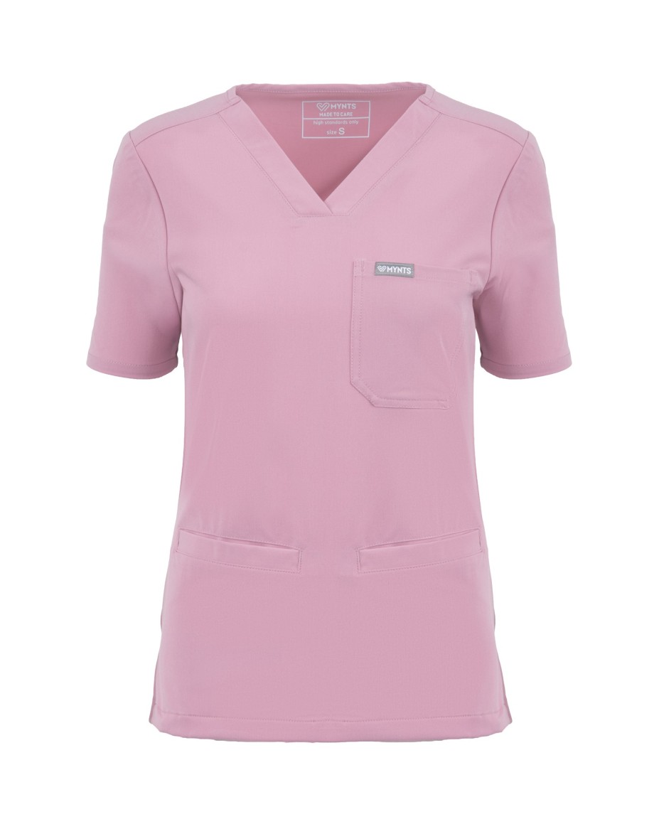 V-Neck Two Pockets – Scrub Top Women WMT002 Rose Water - MYNTS