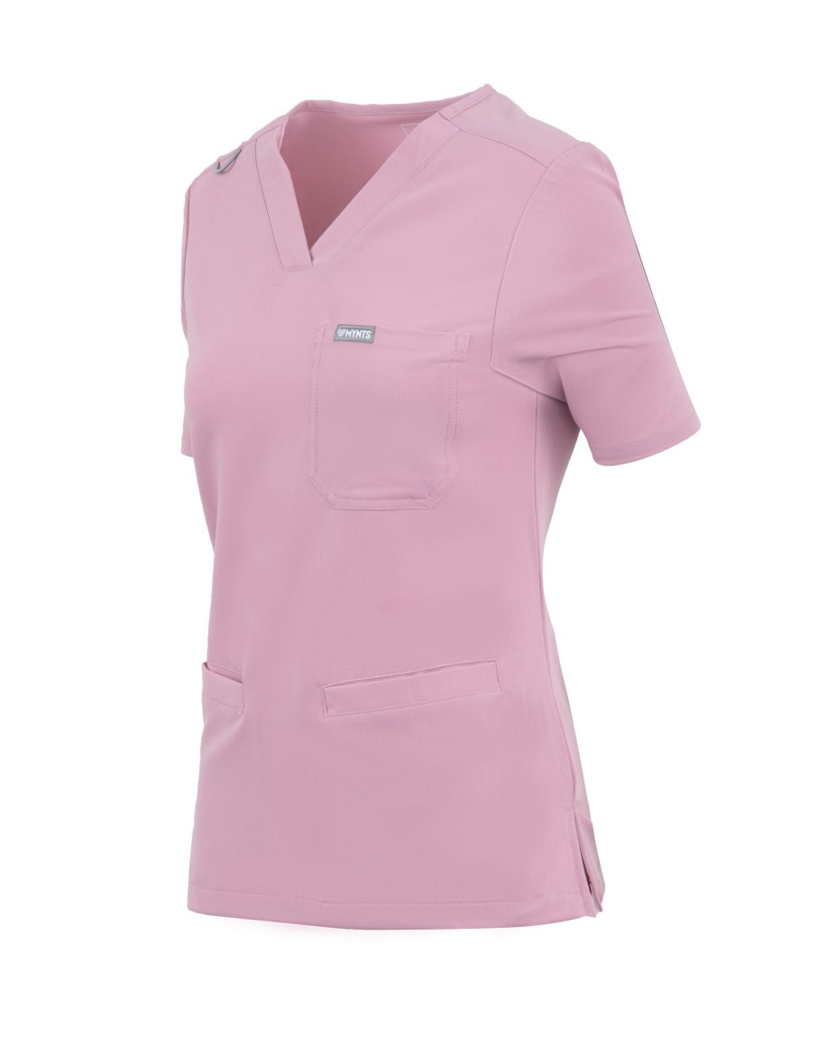 V-Neck Two Pockets – Scrub Top Women WMT002 Rose Water - MYNTS