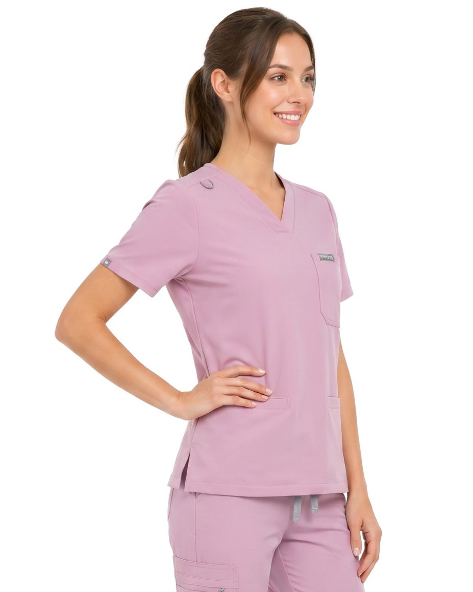 V-Neck Two Pockets – Scrub Top Women WMT002 Rose Water - MYNTS