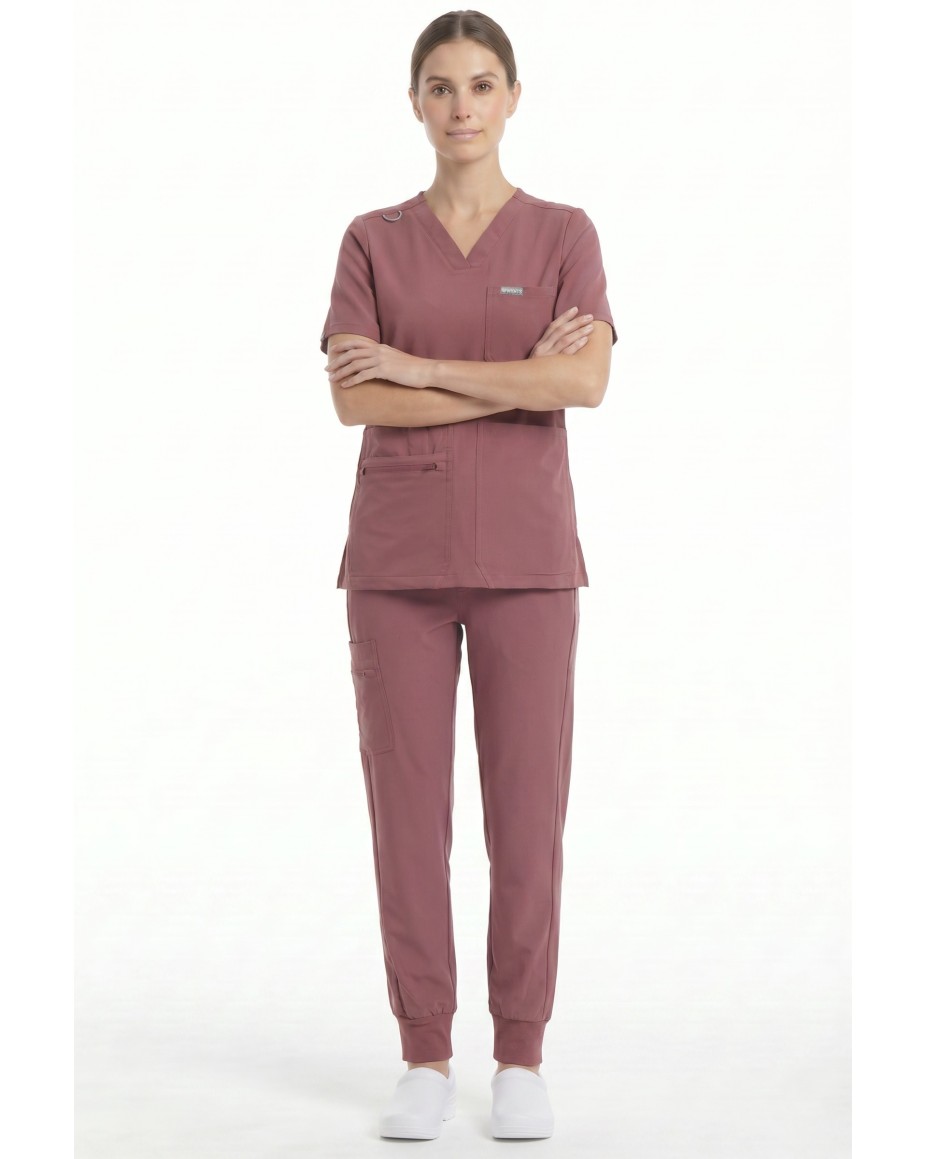 V-Neck Pocket Genius – Scrub Top Women WMT001 Terra Rose - MYNTS