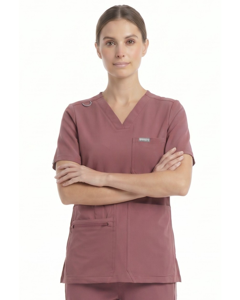 V-Neck Pocket Genius – Scrub Top Women WMT001 Terra Rose - MYNTS