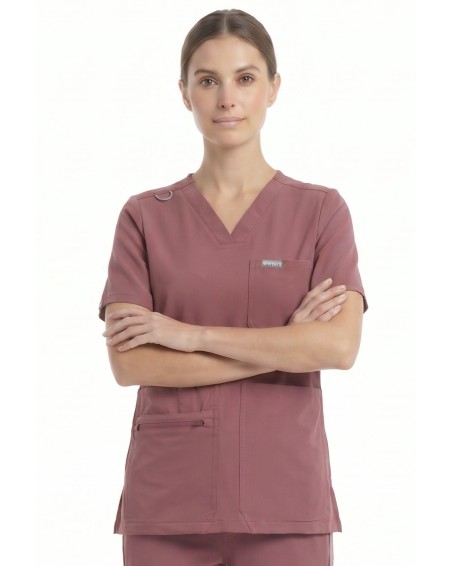 V-Neck Pocket Genius – Scrub Top Women WMT001 Terra Rose - MYNTS
