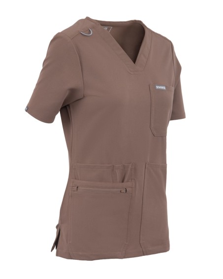 V-Neck Pocket Genius – Scrub Top Women WMT001 Sahara Mokka - MYNTS