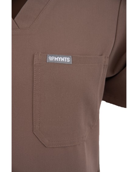 V-Neck Pocket Genius – Scrub Top Women WMT001 Sahara Mokka - MYNTS