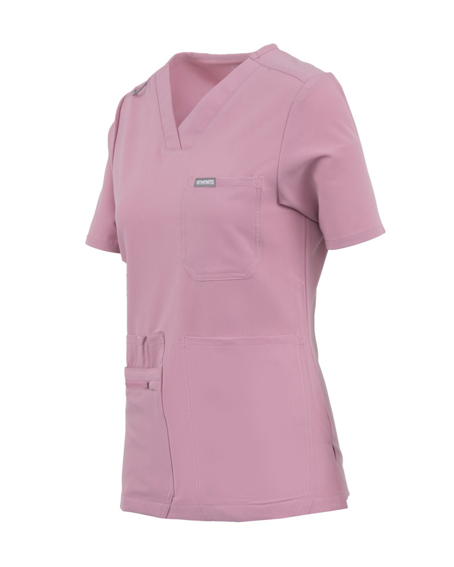 V-Neck Pocket Genius – Scrub Top Women WMT001 Rose Water - MYNTS