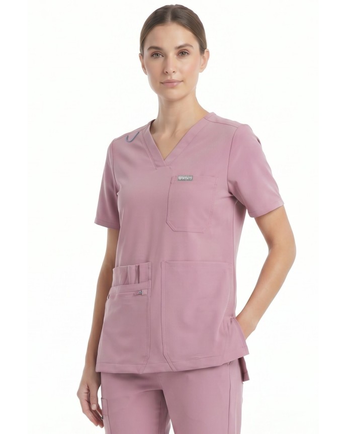 V-Neck Pocket Genius – Scrub Top Women WMT001 Rose Water - MYNTS