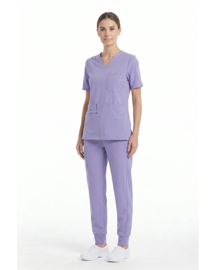 V-Neck Pocket Genius – Scrub Top Women WMT001 Lavender - MYNTS 2