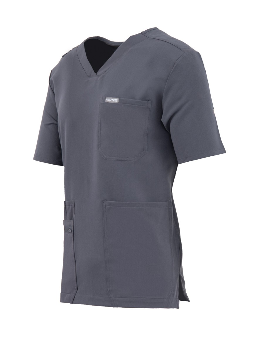 V-Neck Pocket Genius - ScrubTop Men MMT003 MoonStone Grey - MYNTS
