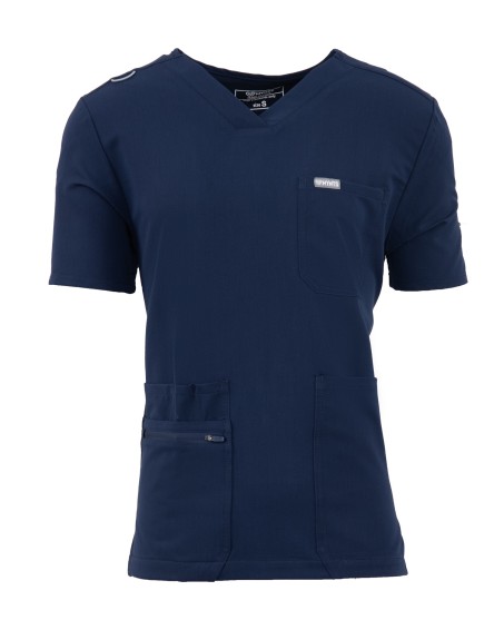 V-Neck Pocket Genius - ScrubTop Men MMT003 Midnight Navy - MYNTS