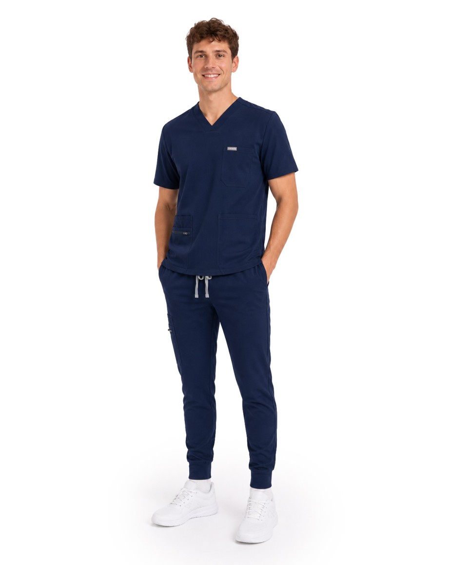 V-Neck Pocket Genius - ScrubTop Men MMT003 Midnight Navy - MYNTS