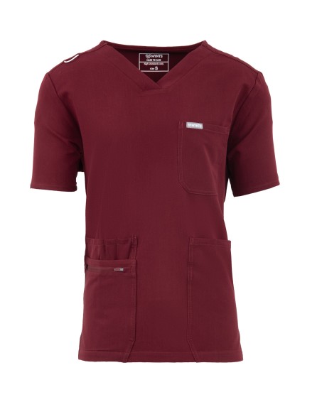 V-Neck Pocket Genius - ScrubTop Men MMT003 Burgundy - MYNTS