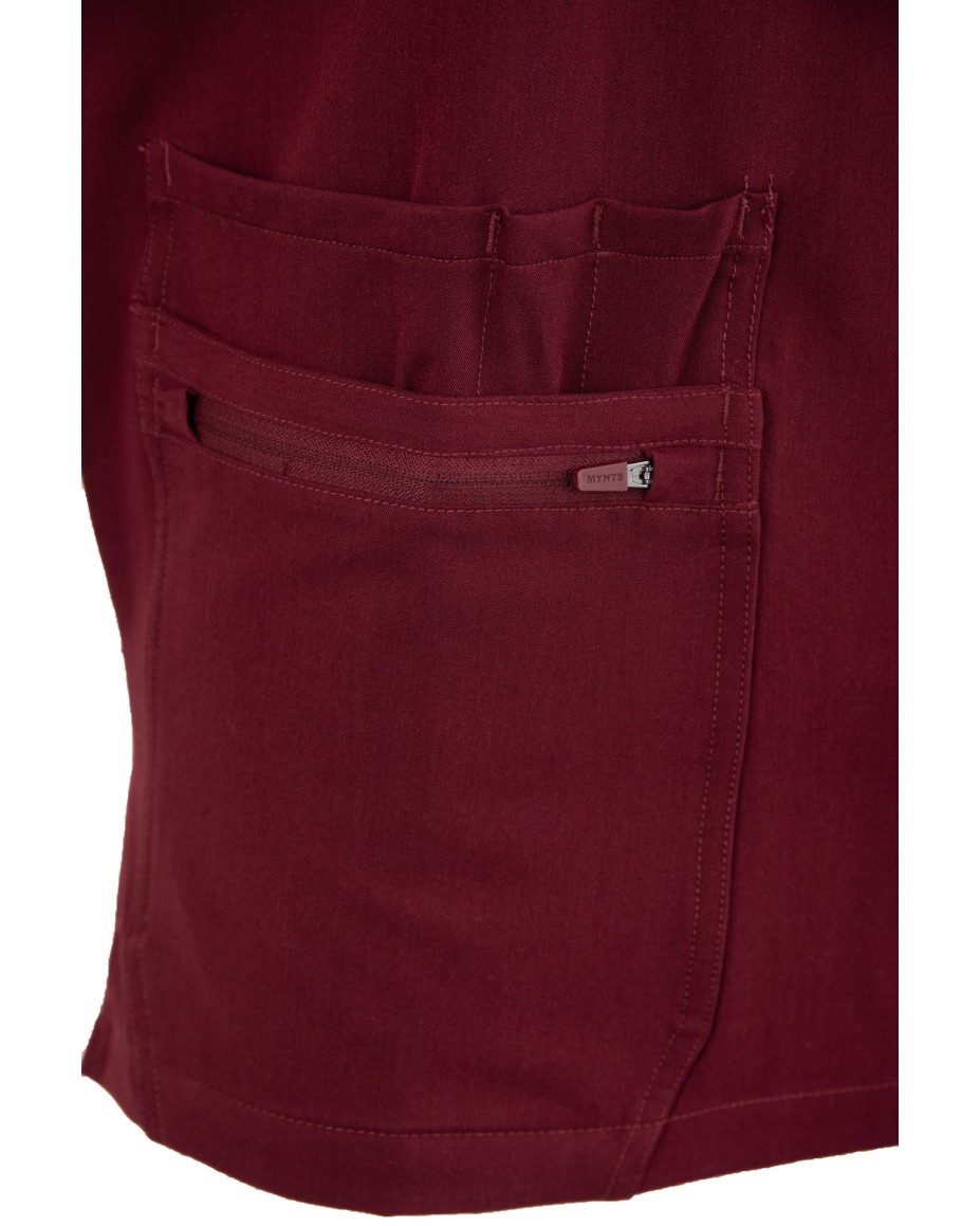 V-Neck Pocket Genius - ScrubTop Men MMT003 Burgundy - MYNTS