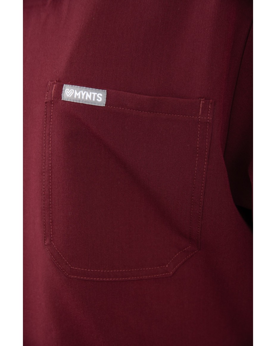 V-Neck Pocket Genius - ScrubTop Men MMT003 Burgundy - MYNTS