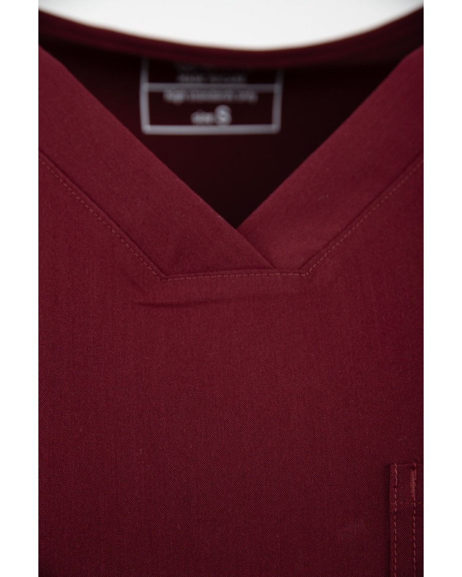 V-Neck Pocket Genius - ScrubTop Men MMT003 Burgundy - MYNTS